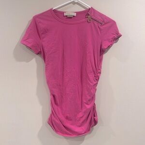 🔥Michael Kors Pink Fitted Ruched Tee🔥